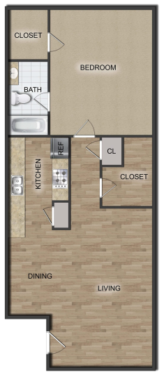 the floor plan for a two bedroom apartment at The  Crossings at 31st