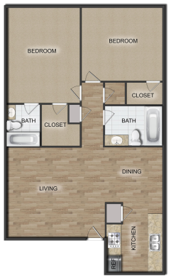 the floor plan for a two bedroom apartment at The  Crossings at 31st